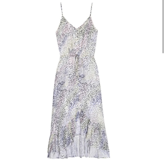 RAILS Frida Linen Rainbow Cheetah Print Ruffled Midi Dress - Size M - Picture 5 of 10